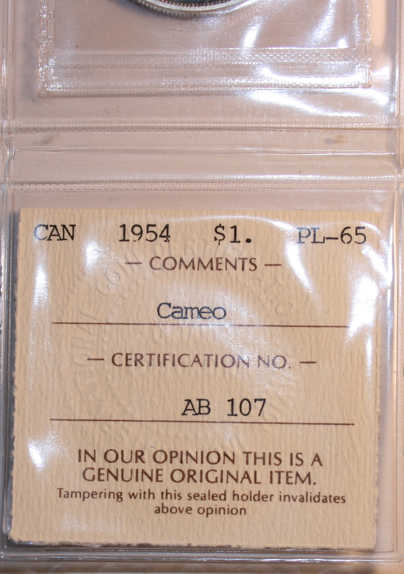 1954 Silver Dollar Certified ICCS CAMEO PL-65