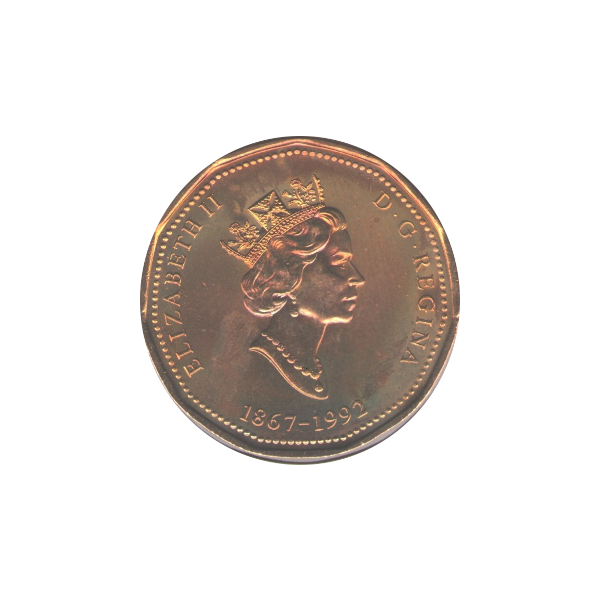 1992 Dollar (Loonie) Confederation 1867-1992 Certified ICG MS-66 (Rainbow)
