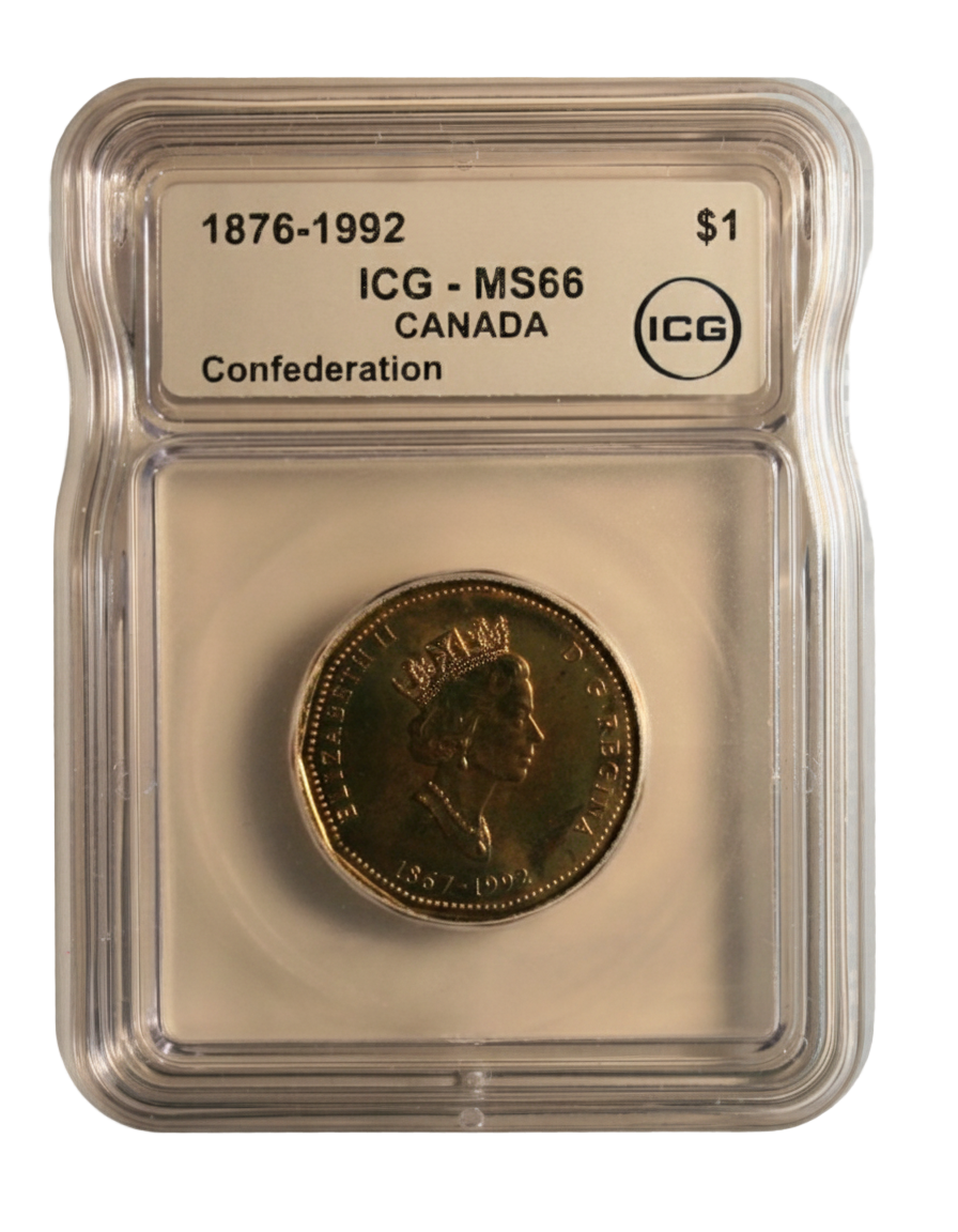1992 Dollar (Loonie) Confederation 1867-1992 Certified ICG MS-66 (Rainbow)