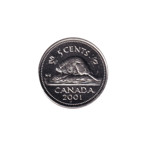 2001 5 cents No-P Castor - BU (MS-63) CHOICE