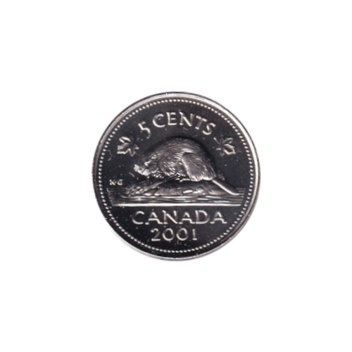 2001 5 cents No-P Castor - BU (MS-66) GEM +