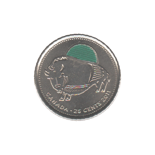 2011 25 cents Wood Bison Coloured BU (MS-62)