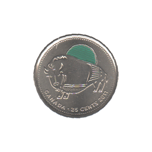 2011 25 cents Wood Bison Coloured BU (MS-63) - CHOICE