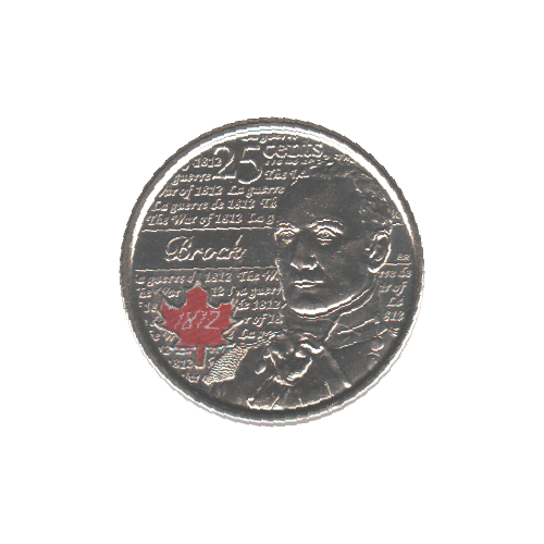 2012 25 cents ISAAC BROCK COLORED BU (MS-63) - CHOICE