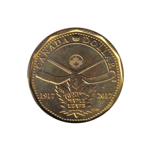 2017 Loonie ($1) NATURAL DARK GUILDED (Maple Leaf) BU (MS-64)
