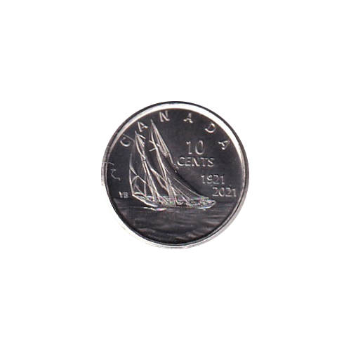 2021 10 cents Bluenose BU (MS-64) CHOICE +