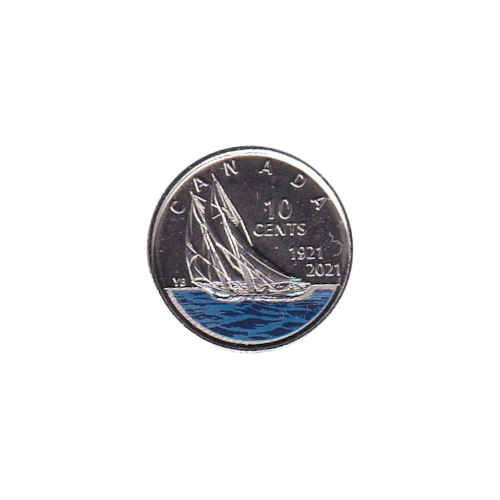 2021 10 cents colored Bluenose BU (MS-67) Superb GEM