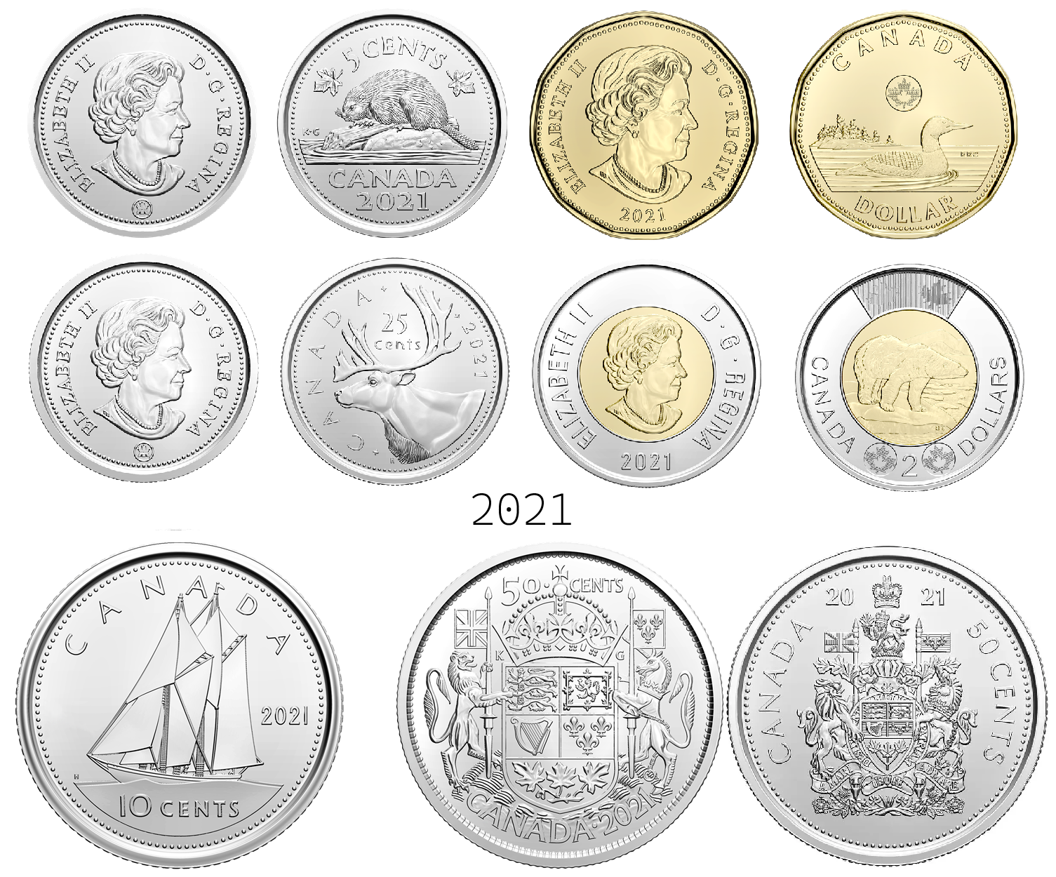 2021 7-Piece Set: First Strike + 2 x 50¢ Special Roll (Coat of Arms) - BU HIGH QUALITY