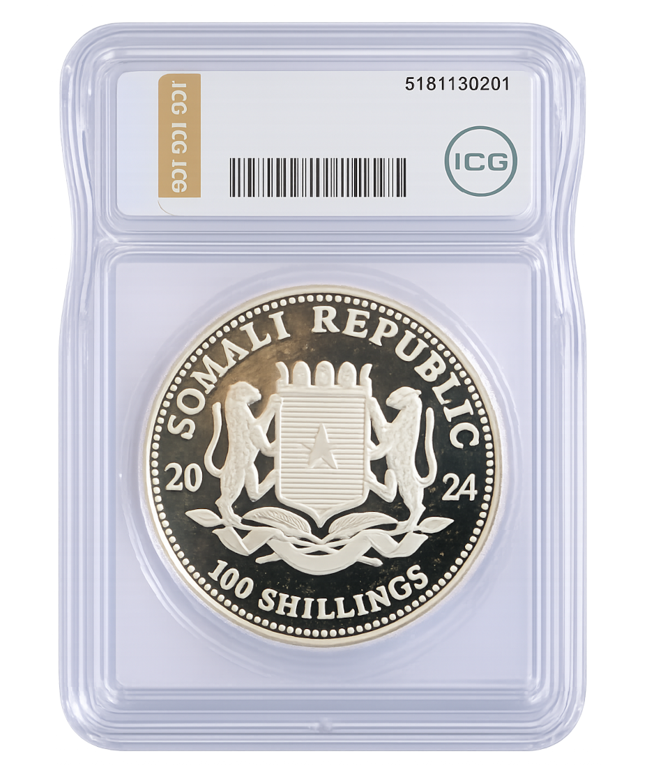 2025 Somalia 100 Shillings - ICG PR-67 DCAM Certified - African Wildlife Elephant - 1 oz Pure Silver .9999