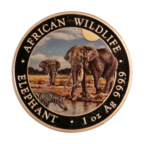 2026 Somalia 100 Shillings Color - African Wildlife Elephant - 1 oz Pure Silver .9999