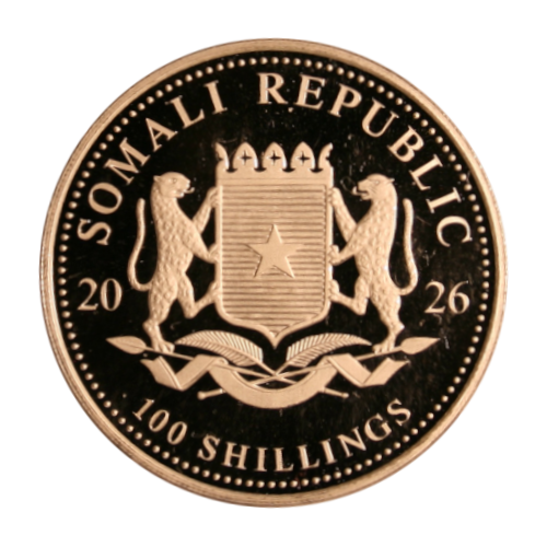 2026 Somalia 100 Shillings Color - African Wildlife Elephant - 1 oz Pure Silver .9999