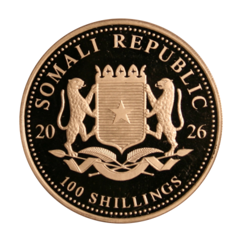 2026 Somalia 100 Shillings - African Wildlife Elephant - 1 oz Pure silver .9999