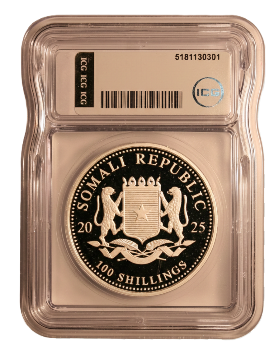 2025 Somalia 100 Shillings - ICG PR-67 DCAM Certified - African Wildlife Elephant - 1 oz Pure Silver .9999